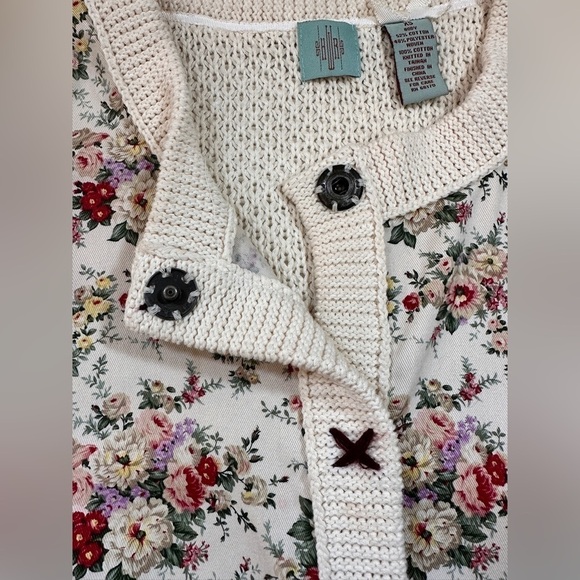 Anthropologie HWR Monogram Floral Front Knit Cardigan - Picture 5 of 13